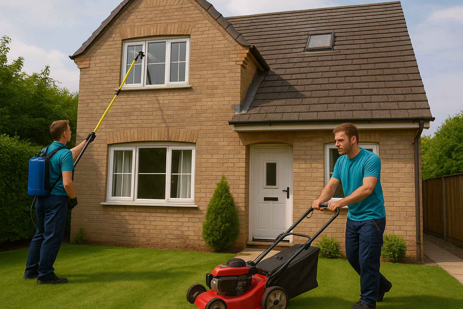 Professional lawn mowing and window cleaning services